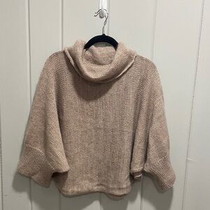 Cozy Handmade Cropped Tan Turtleneck Sweater